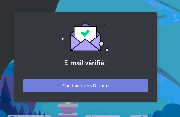 Confirmation de l'adresse mail
