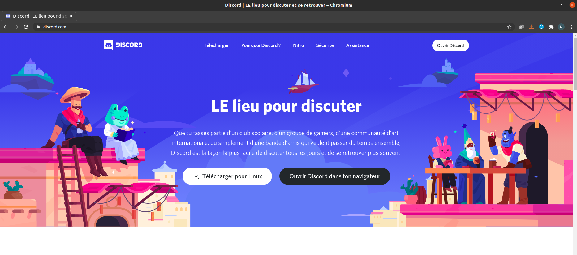 Accueil du site Discord