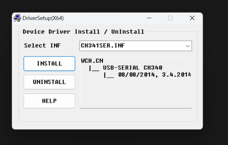 Installation du driver CH340