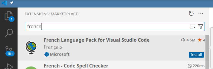 Mise en français du logiciel VSCode