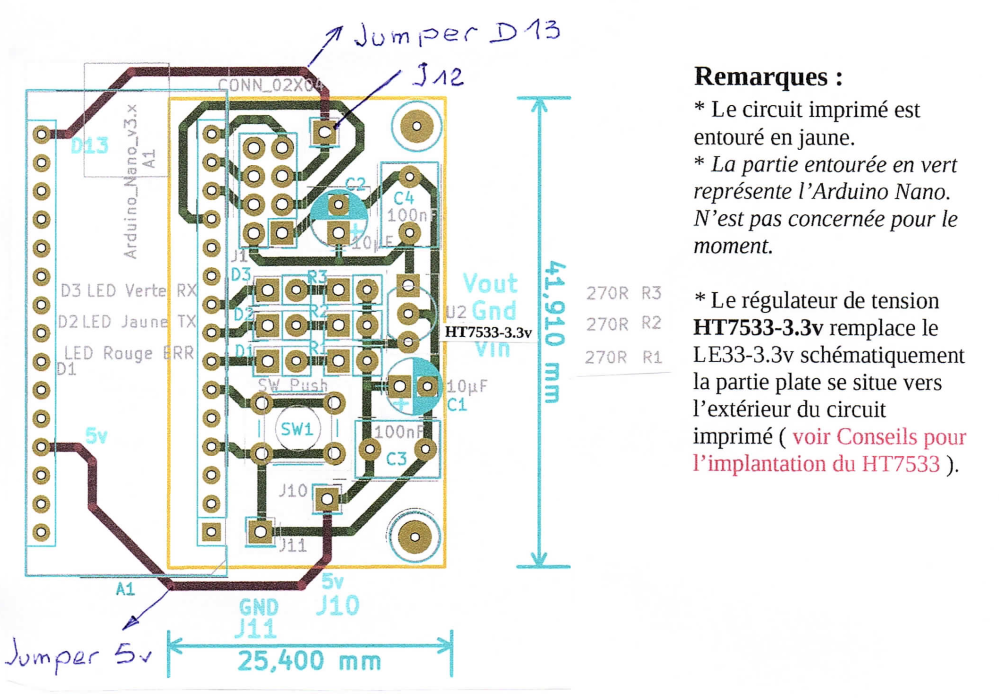 Circuit imprimé vu de dessus, coté composants