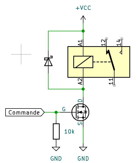 Branchement d'une diode de roue libre
