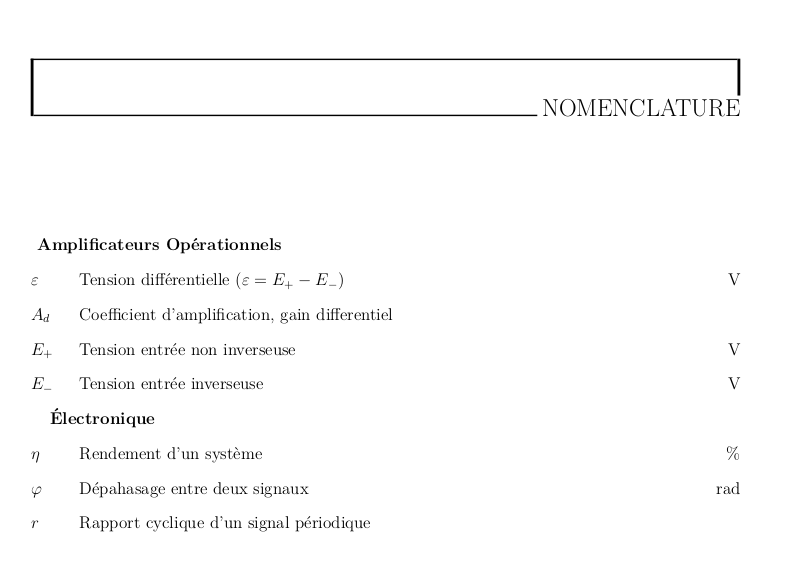 Rendu d'une nomenclature